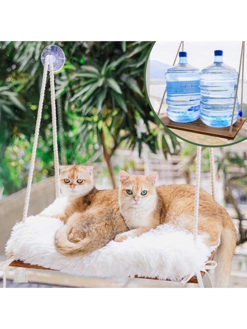 Spacious Cat Window Perch with Strong Suction Cups - Pine Wood Hammock Bed, Soft